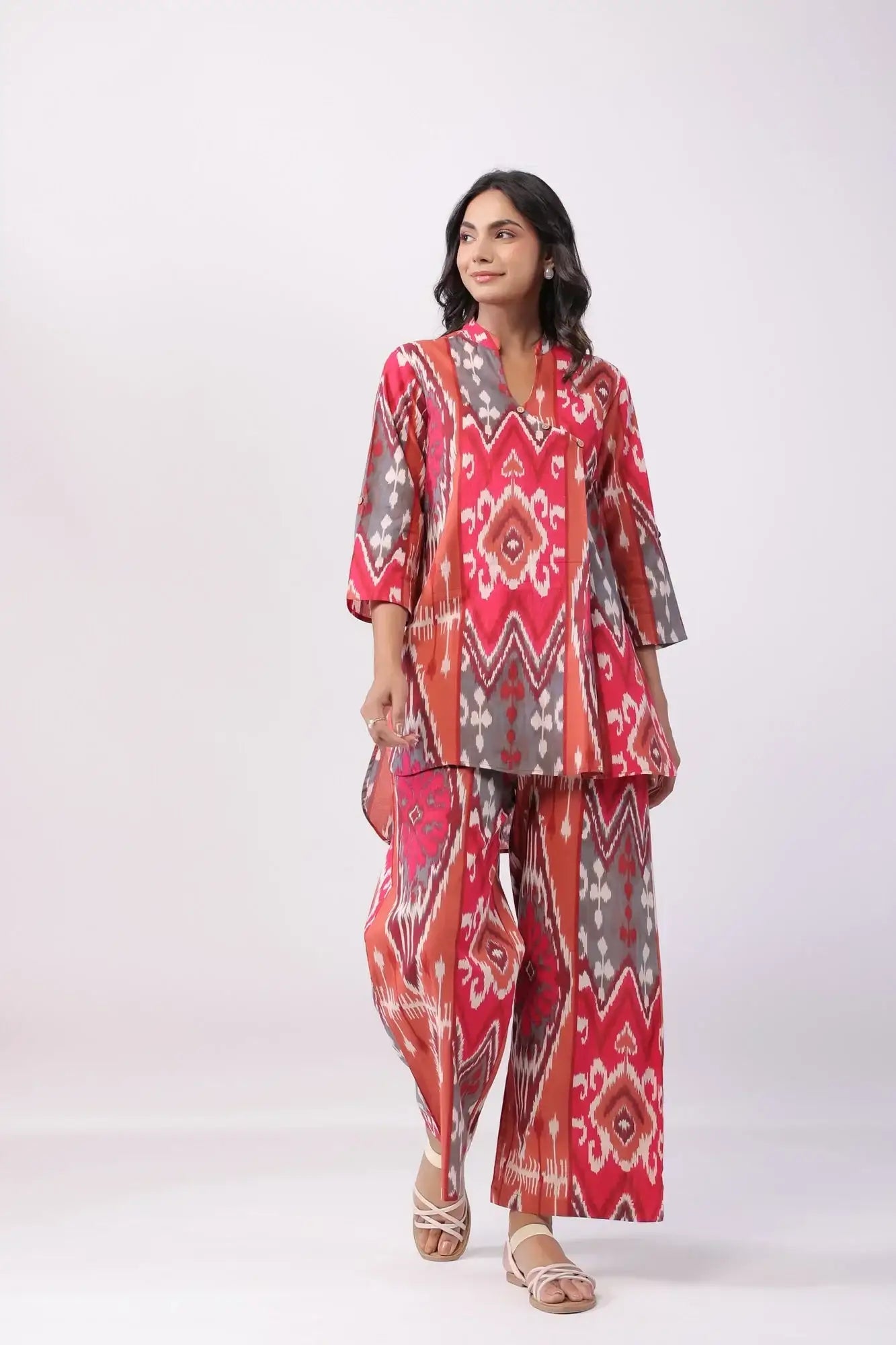 Rich Ikat Multicoloured Cotton Co-ord Set