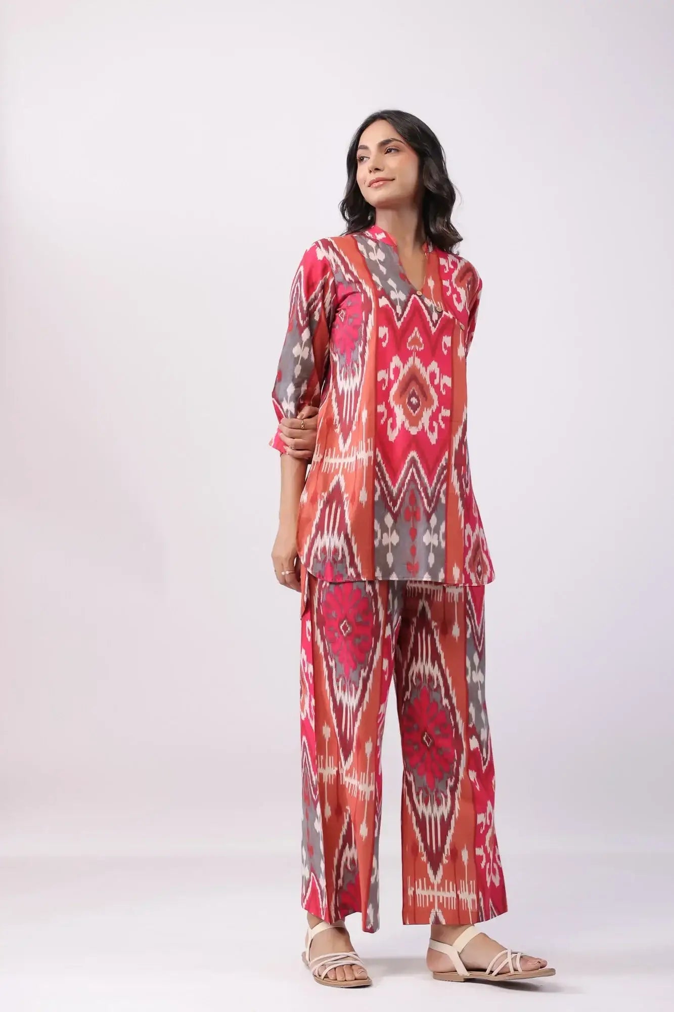 Rich Ikat Multicoloured Cotton Co-ord Set