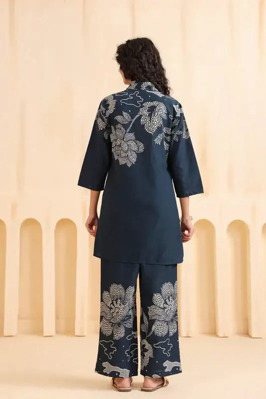 Charcoal Bloom Cotton Co-ord Set