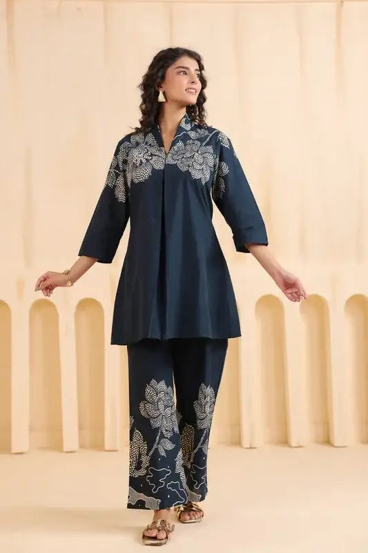 Charcoal Bloom Cotton Co-ord Set