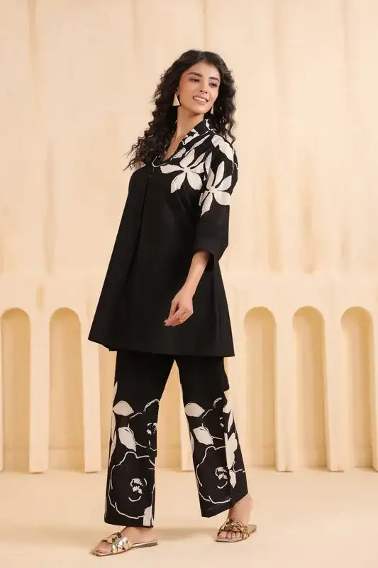Noir Bloom Cotton Co-ord Set