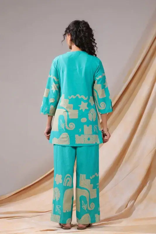 Aqua Rhythm Cotton Co-ord Set