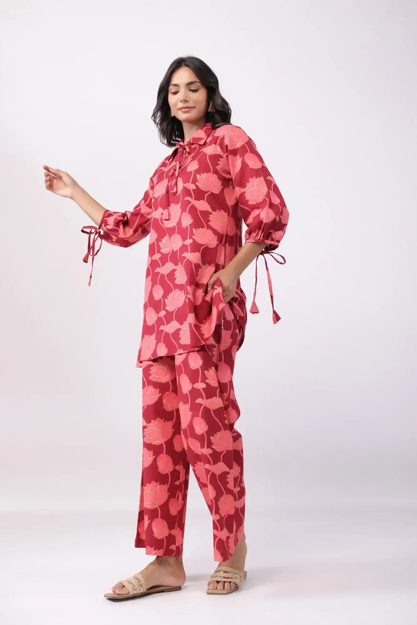 Magenta Finesse Cotton Flex Co-ord Set