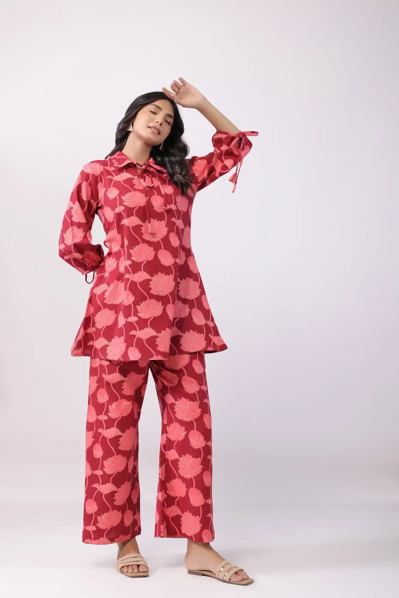 Magenta Finesse Cotton Flex Co-ord Set