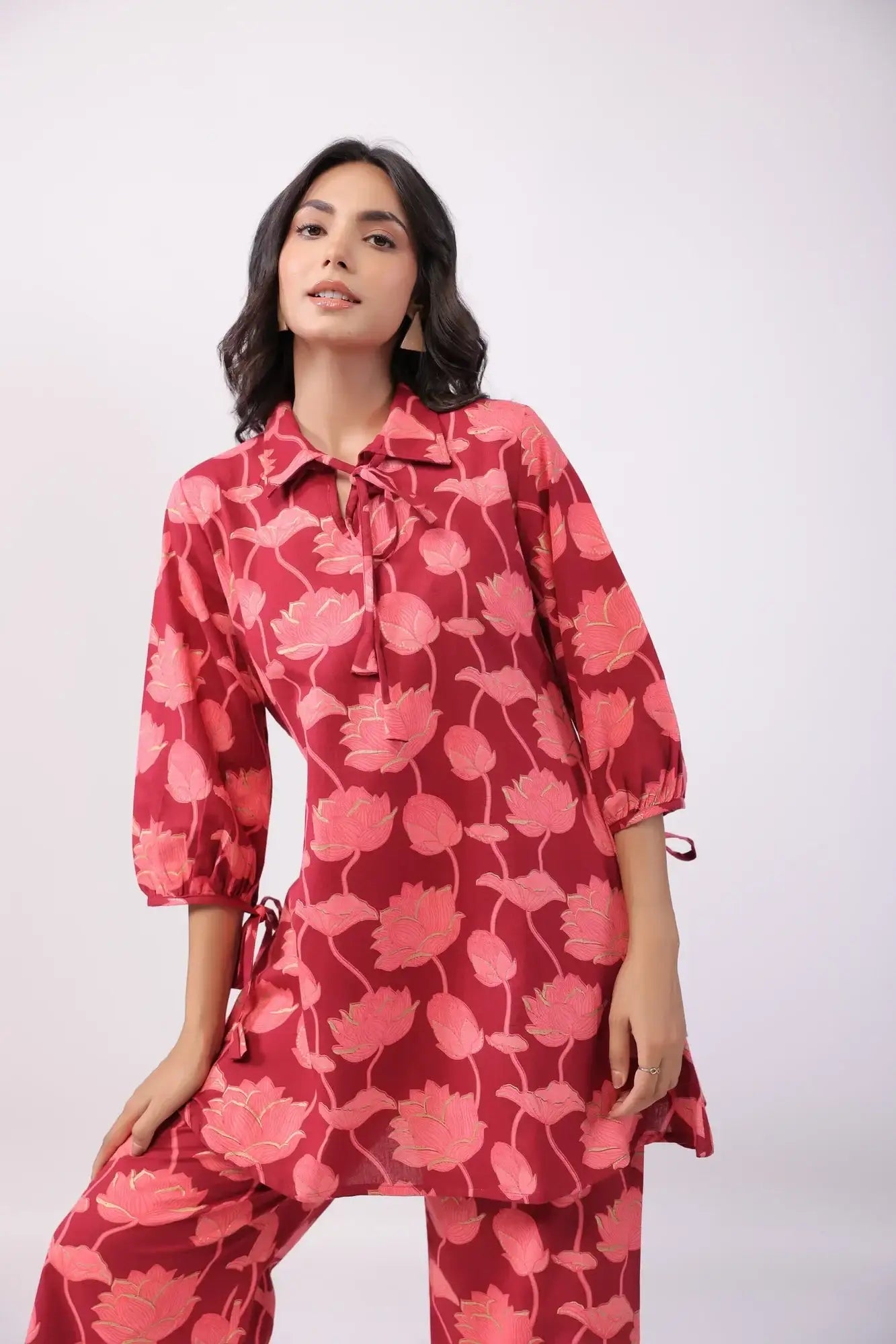 Magenta Finesse Cotton Flex Co-ord Set