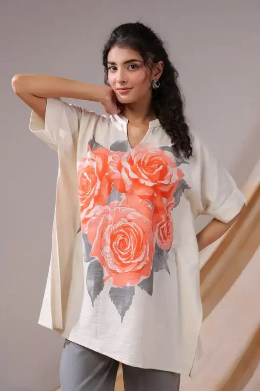 Coral Rose Cotton Flex Co-ord Set