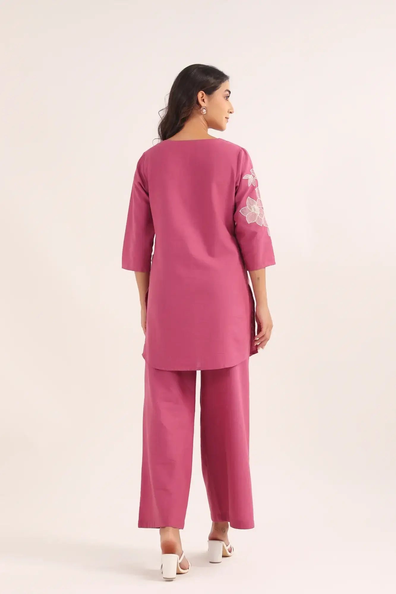 Lilac Bloom Cotton Flex Embroidered Co-ord Set