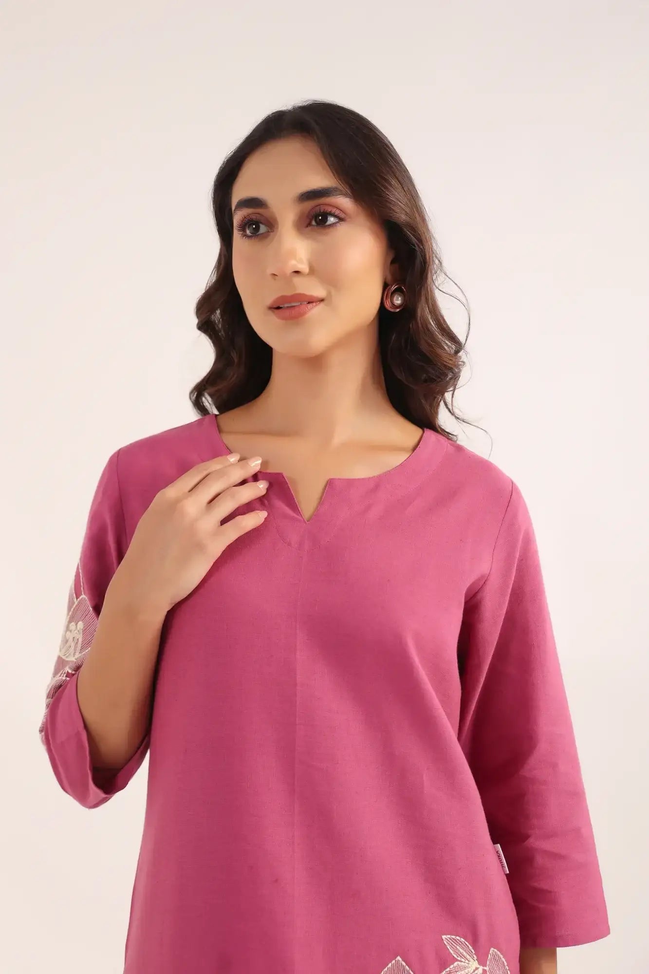 Lilac Bloom Cotton Flex Embroidered Co-ord Set