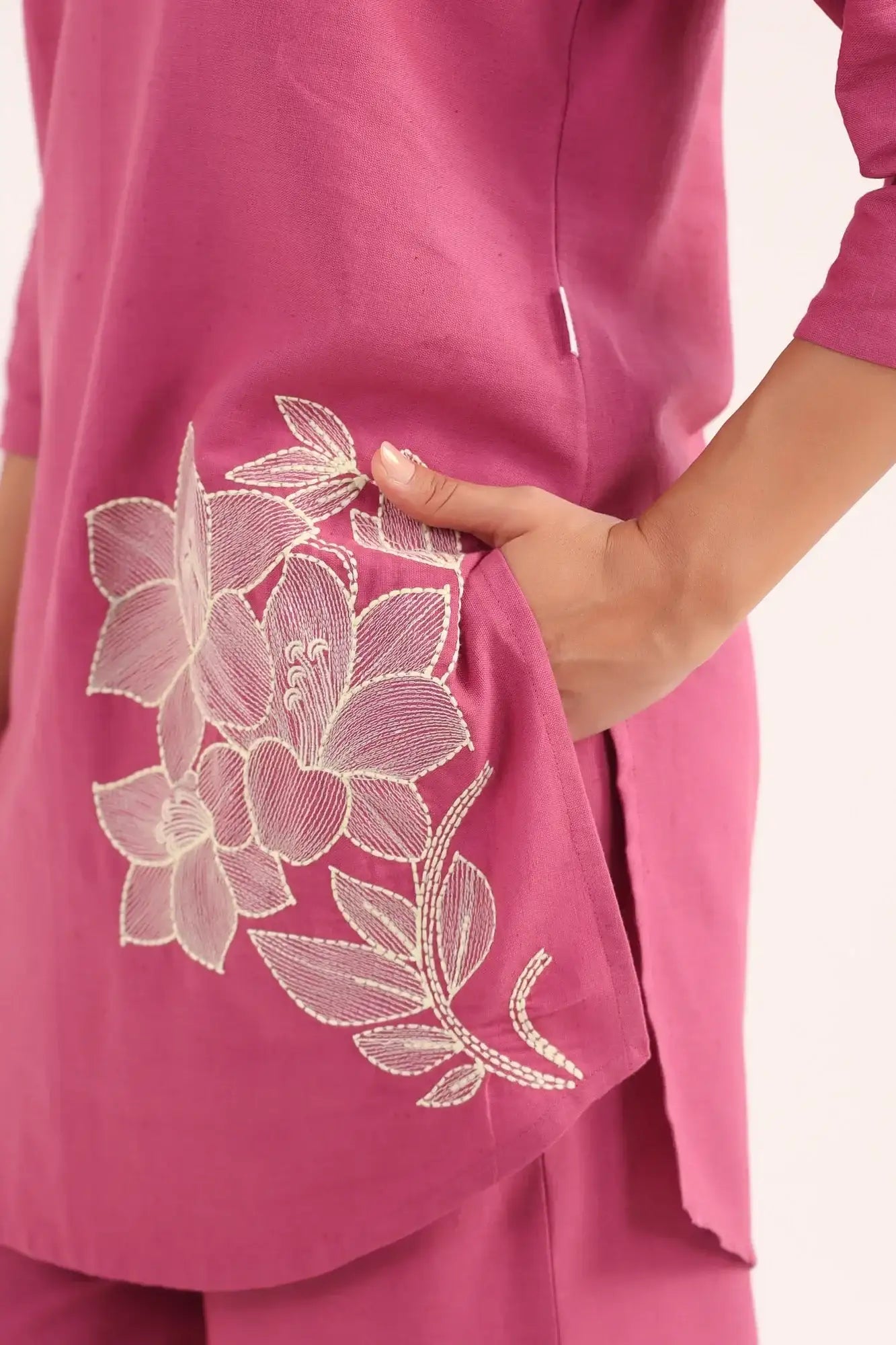 Lilac Bloom Cotton Flex Embroidered Co-ord Set