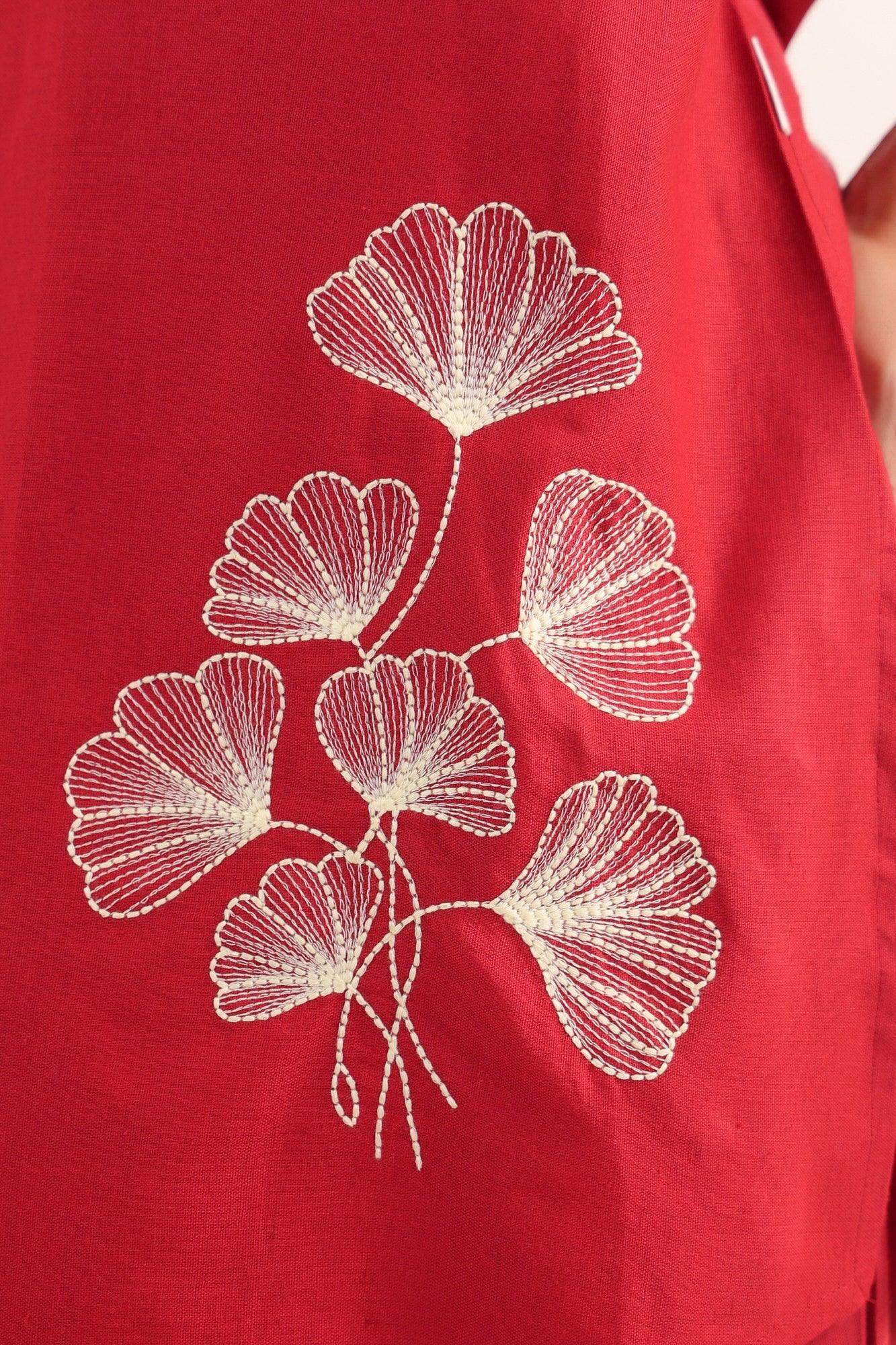 Ruby Bloom Cotton Flex Embroidered Co-ord Set