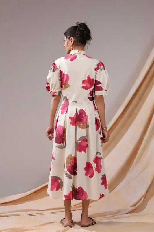 Crimson Magnolia Cotton Flex Dress