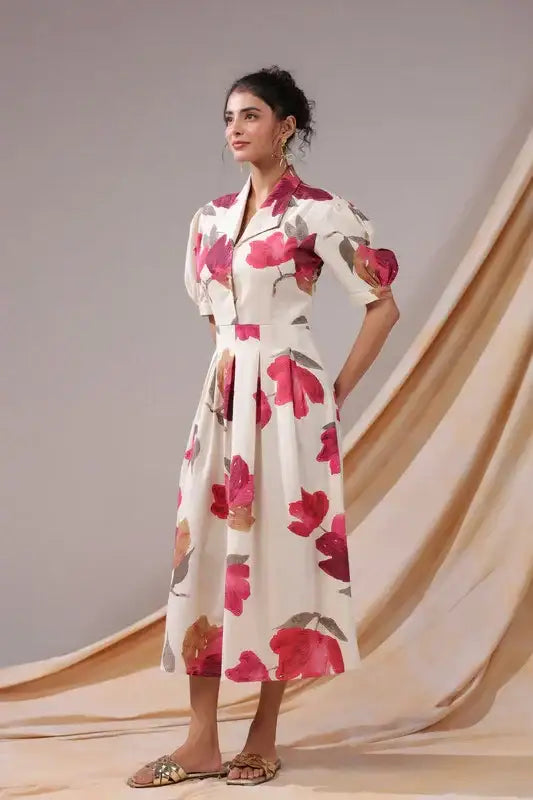 Crimson Magnolia Cotton Flex Dress