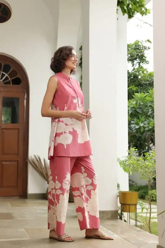 Pink Vine Cotton Co-ord Set