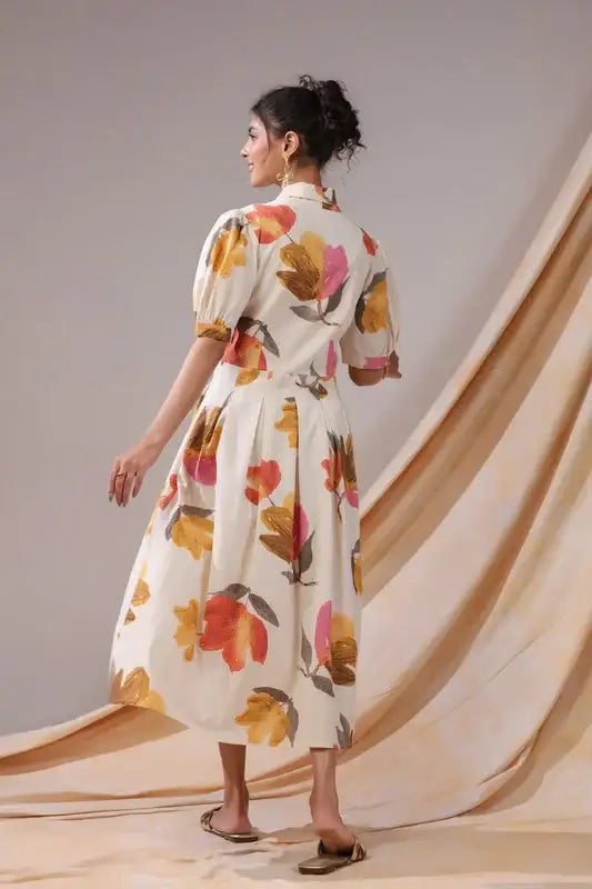 Autumn Bloom Cotton Flex Dress