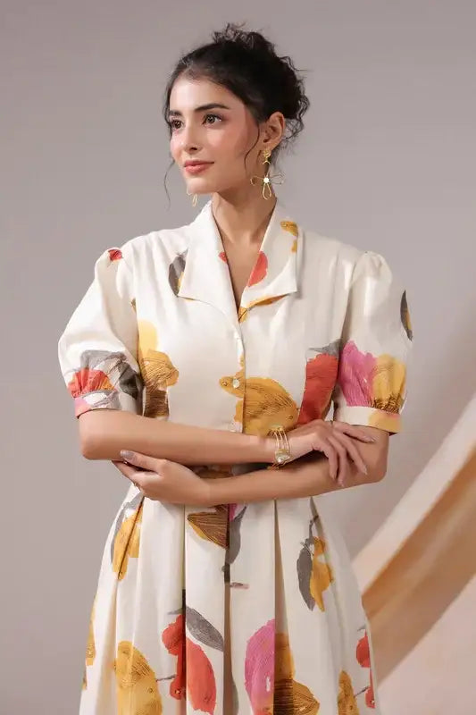 Autumn Bloom Cotton Flex Dress