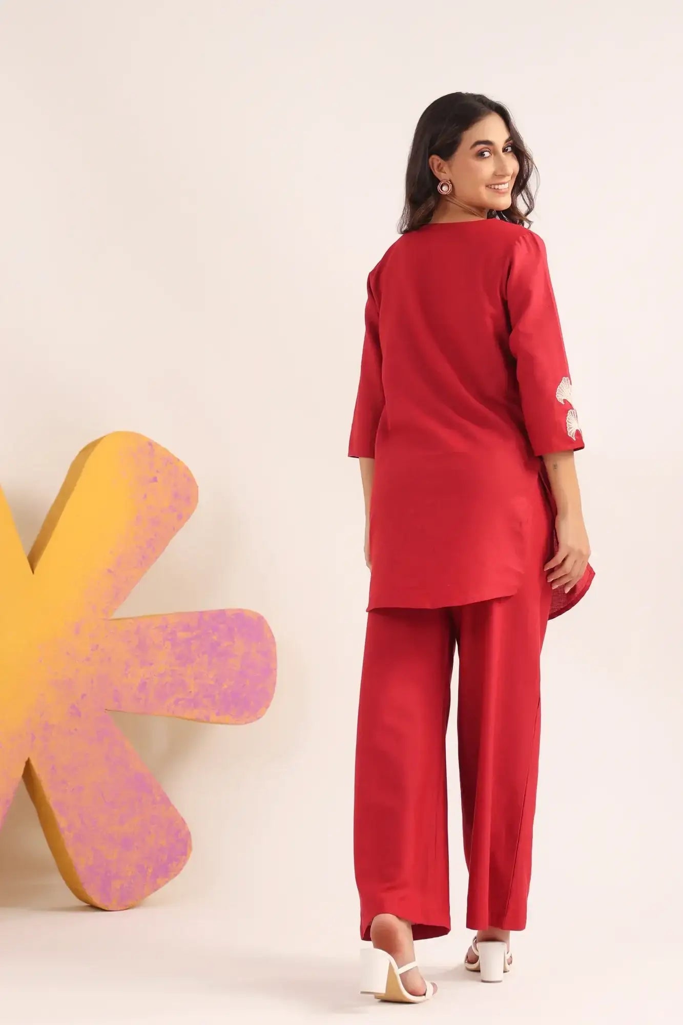 Ruby Bloom Cotton Flex Embroidered Co-ord Set