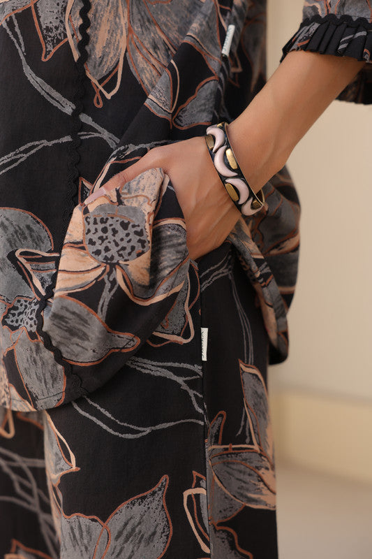 Midnight Bloom Black Floral Cotton Co-ord Set