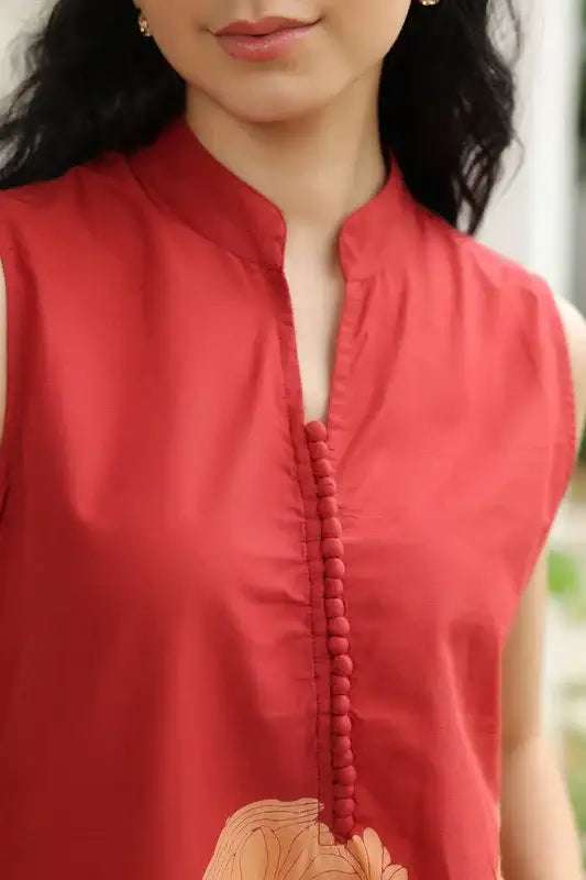 Daisy Enchant Maroon Cotton Co-ord Set