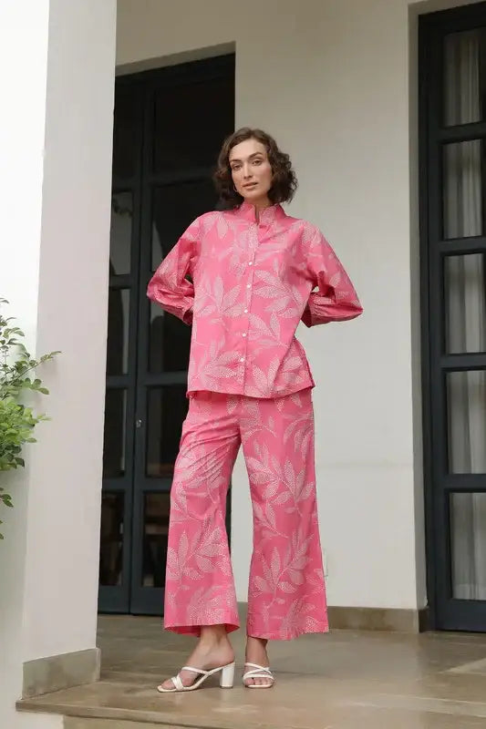 Petal Dot Harmony Pink Cotton Co-ord Set