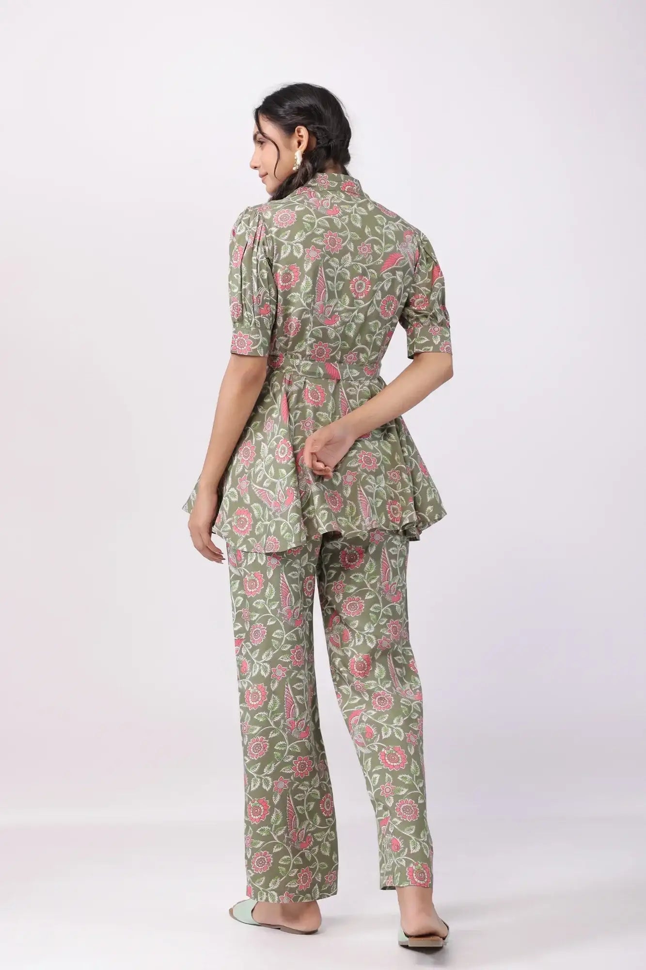 Ethereal Ensemble Green Russian Silk Co-ord Set