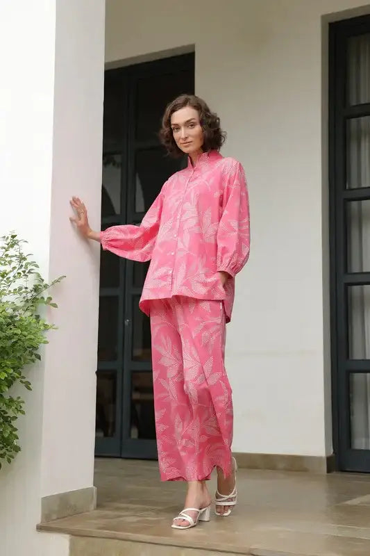 Petal Dot Harmony Pink Cotton Co-ord Set