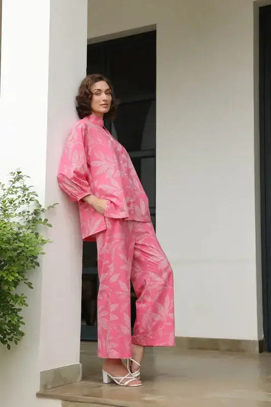 Petal Dot Harmony Pink Cotton Co-ord Set