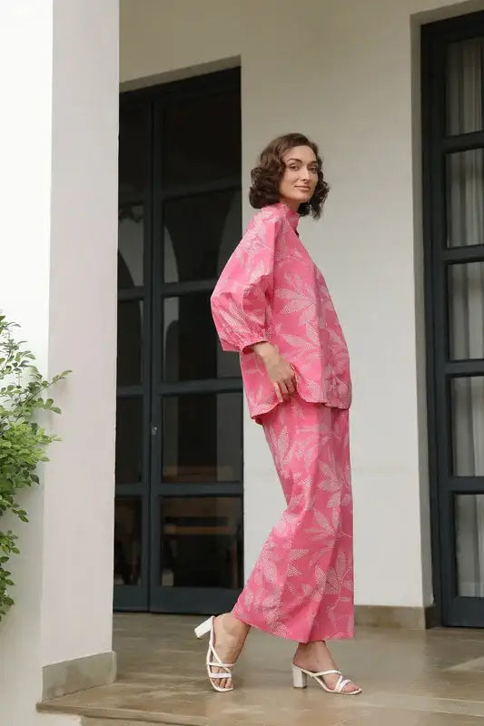 Petal Dot Harmony Pink Cotton Co-ord Set