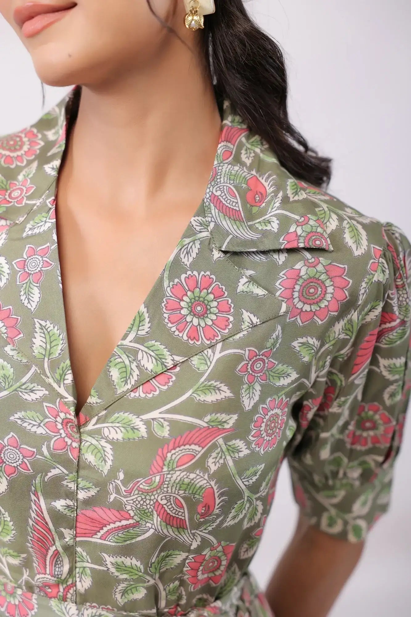 Ethereal Ensemble Green Russian Silk Co-ord Set