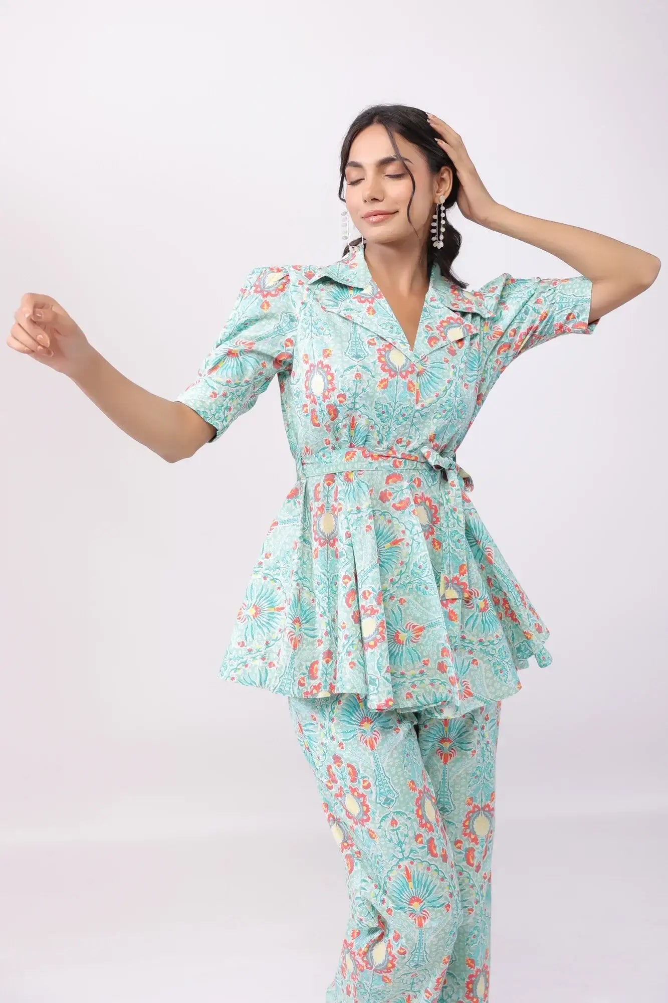 Oceanic Bliss Multicoloured Cotton Co-ord Set