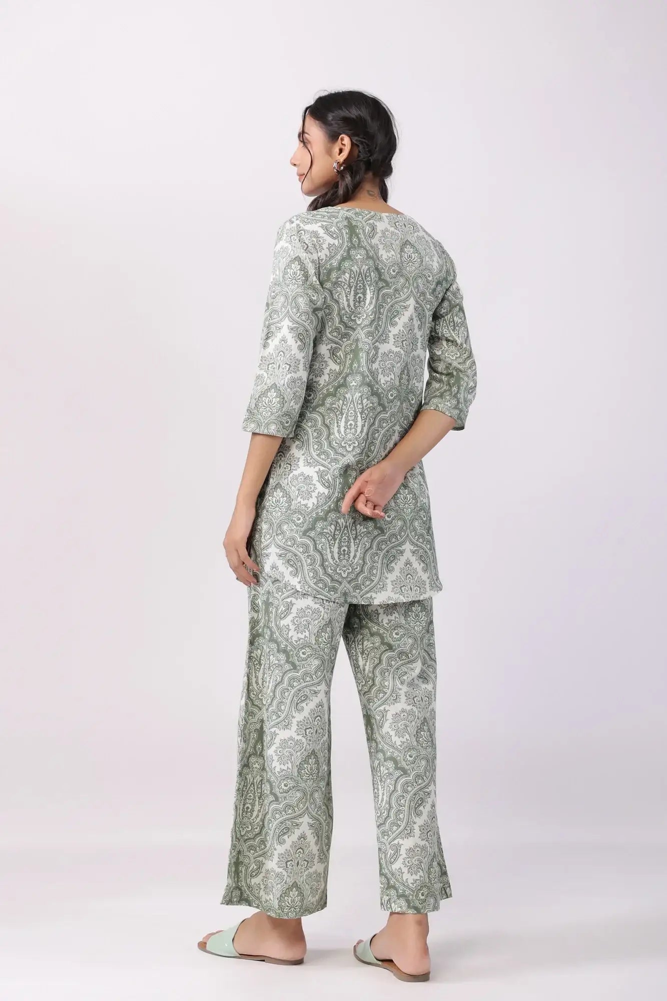 Cultural Tapestry Multicoloured Cotton Flex Palazzo Loungewear Set