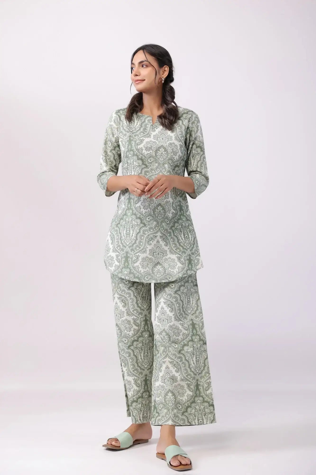 Cultural Tapestry Multicoloured Cotton Flex Palazzo Loungewear Set