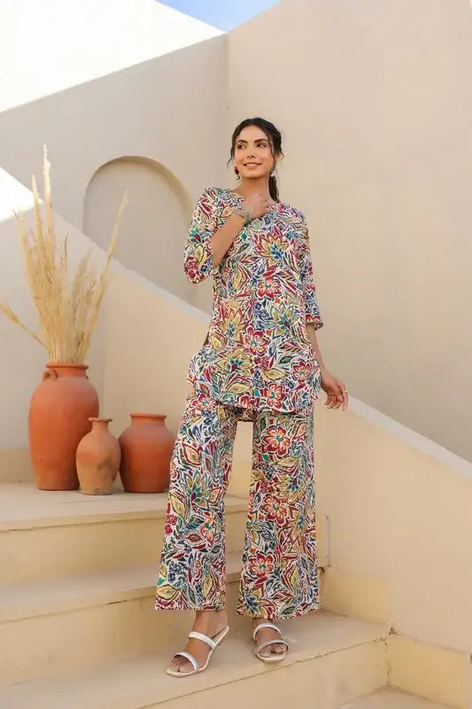 Vibrant Floral Cotton Loungewear Set