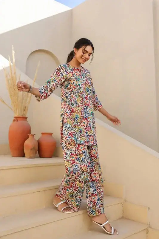 Vibrant Floral Cotton Loungewear Set