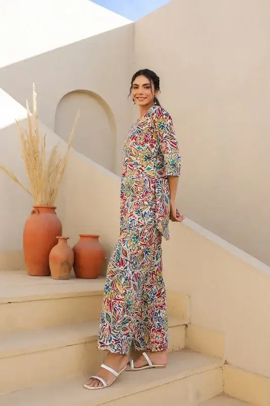 Vibrant Floral Cotton Loungewear Set