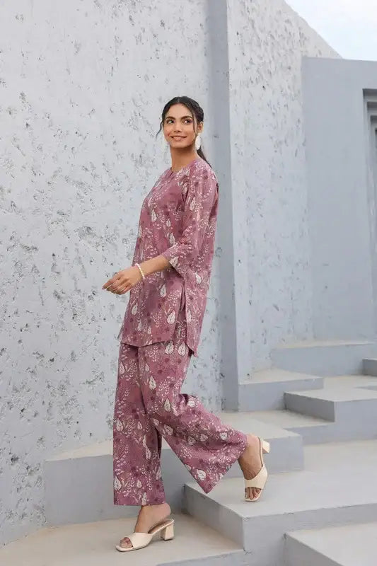 Mauve Whisper Cotton Loungewear Set