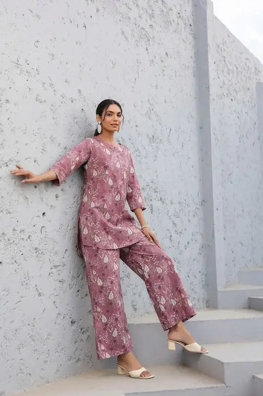 Mauve Whisper Cotton Loungewear Set