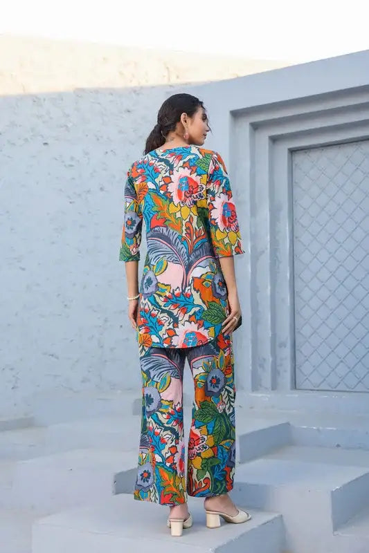 Vivid Bloom Ensemble Cotton Loungewear Set