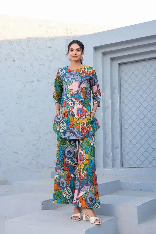 Vivid Bloom Ensemble Cotton Loungewear Set