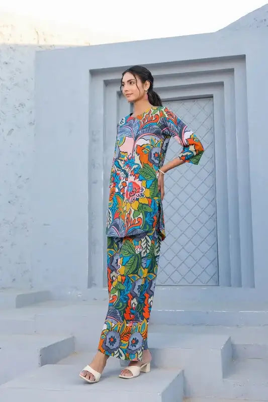 Vivid Bloom Ensemble Cotton Loungewear Set