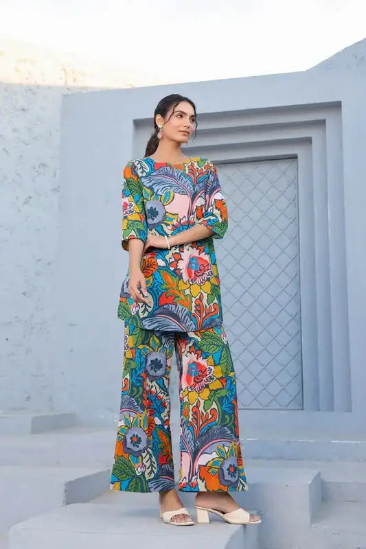 Vivid Bloom Ensemble Cotton Loungewear Set