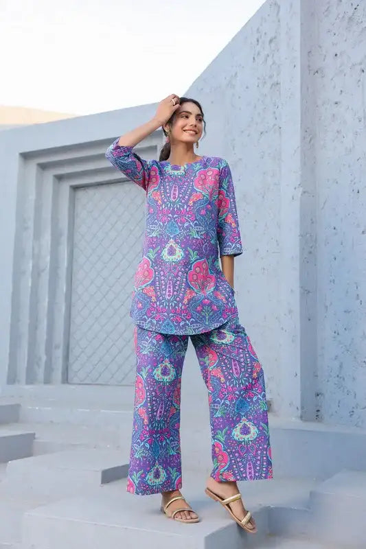 Violet Haze Garden Cotton Loungewear Set
