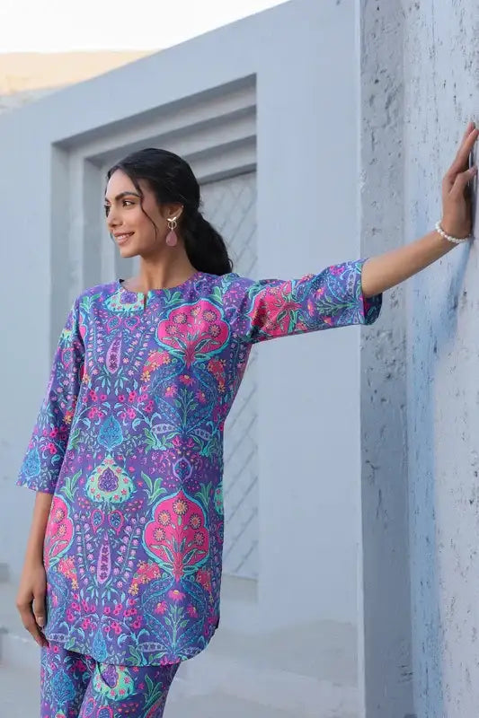 Violet Haze Garden Cotton Loungewear Set