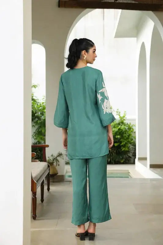 Leaf Whisper Russian Silk Co-ord Set