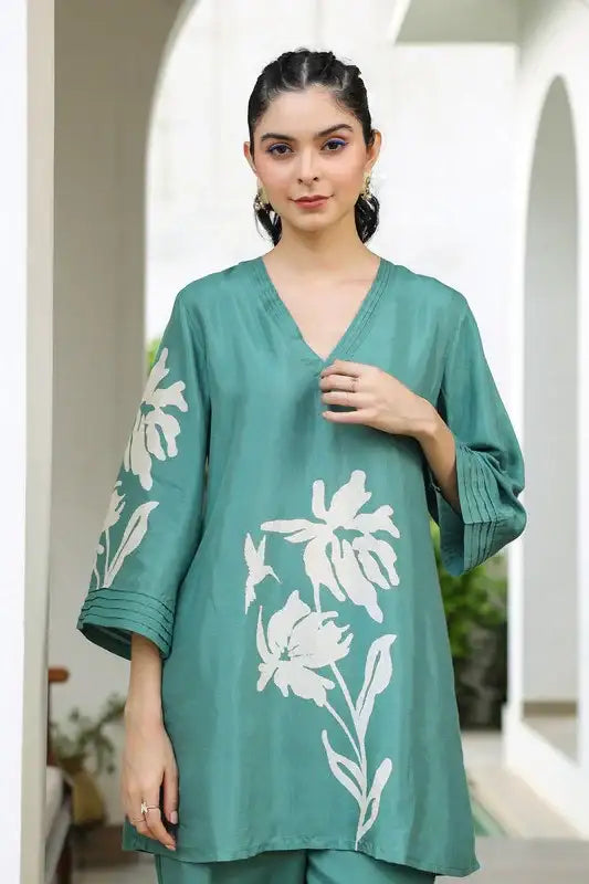 Leaf Whisper Russian Silk Co-ord Set