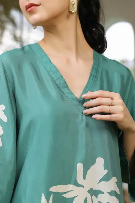 Leaf Whisper Russian Silk Co-ord Set