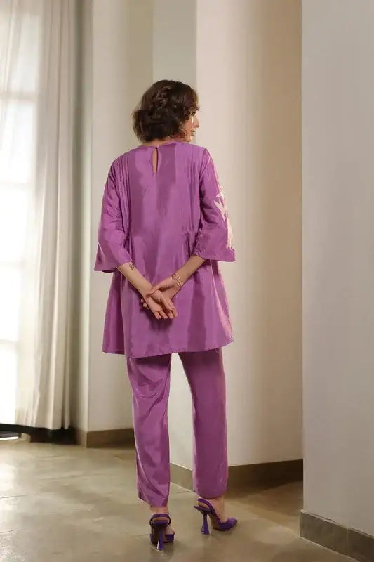 Regal Lilac Flora Russian Silk Co-ord set