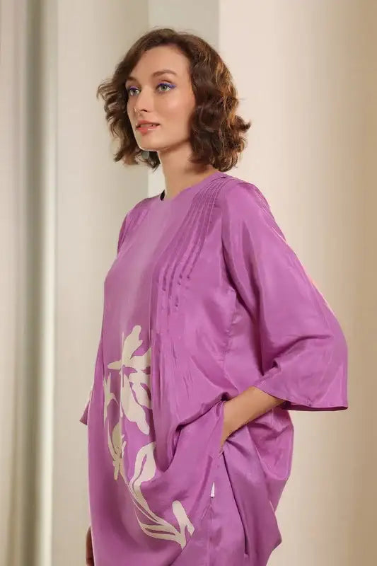 Regal Lilac Flora Russian Silk Co-ord set