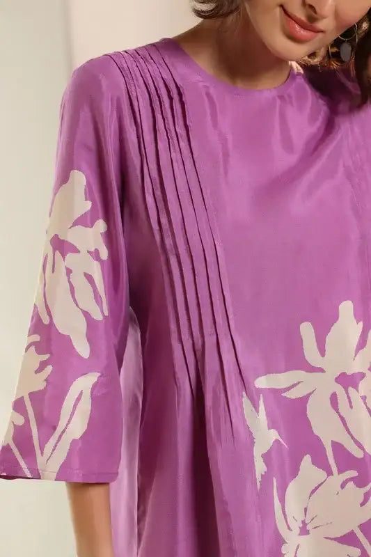 Regal Lilac Flora Russian Silk Co-ord set