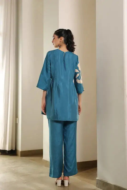 Celestial Blue Russian Silk Co-ord set