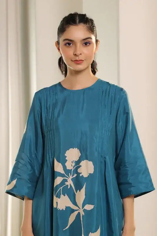 Celestial Blue Russian Silk Co-ord set